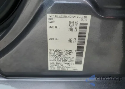 2019 Nissan Altima S z USA, uszkodzony, nr VIN 1N4BL4BV8KC249329